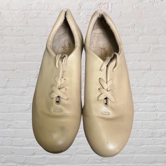 Capezio Women's Tan Beige Lace Up Tap Shoe Size 8 1/2 - Picture 1 of 10